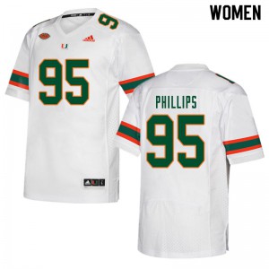 Women's Miami #95 Jaelan Phillips White NCAA Jersey 348099-474