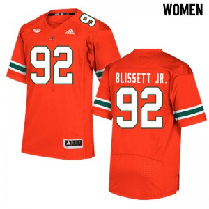 Women Miami #92 Jason Blissett Jr. Orange Alumni Jersey 663124-477