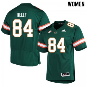 Womens Miami Hurricanes #84 Josh Neely Green University Jersey 930399-193