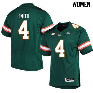 Women's Miami Hurricanes #4 Keontra Smith Green Stitch Jerseys 280573-149