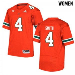 Women Miami Hurricanes #4 Keontra Smith Orange NCAA Jerseys 105452-853