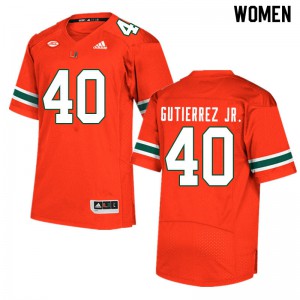 Women Miami Hurricanes #40 Luis Gutierrez Jr. Orange NCAA Jersey 136080-934