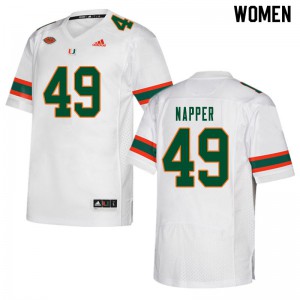 Women Miami Hurricanes #49 Mason Napper White High School Jerseys 101305-960