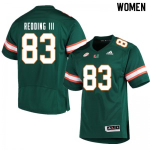 Womens University of Miami #83 Michael Redding III Green Official Jersey 407529-156
