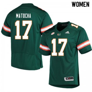 Women's University of Miami #17 Peyton Matocha Green Official Jersey 210709-108