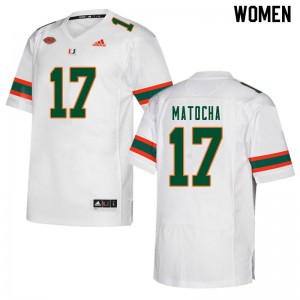 Women University of Miami #17 Peyton Matocha White Stitched Jerseys 438775-114