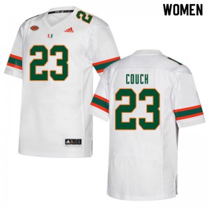 Women's Miami Hurricanes #23 Te'Cory Couch White Official Jerseys 120687-206