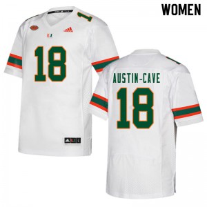Womens University of Miami #18 Tirek Austin-Cave White Embroidery Jerseys 885992-105