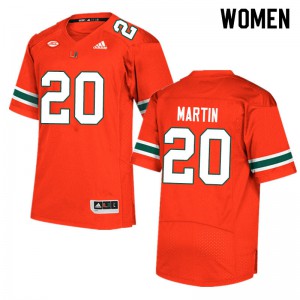 Women's University of Miami #20 Asa Martin Orange Stitch Jerseys 593934-997