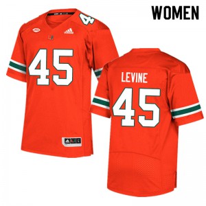 Womens University of Miami #45 Bryan Levine Orange Embroidery Jerseys 550768-759