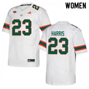 Womens Miami #23 Cam'Ron Harris White Football Jersey 216804-388