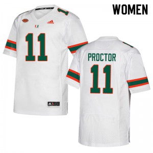 Women Miami Hurricanes #11 Carson Proctor White Player Jersey 255137-873