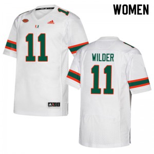 Womens University of Miami #11 De'Andre Wilder White University Jersey 403619-795