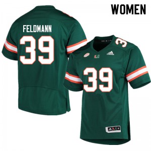 Womens Miami Hurricanes #39 Gannon Feldmann Green Player Jerseys 417265-680