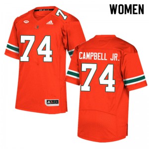 Women's Miami #74 John Campbell Jr. Orange High School Jersey 559057-865