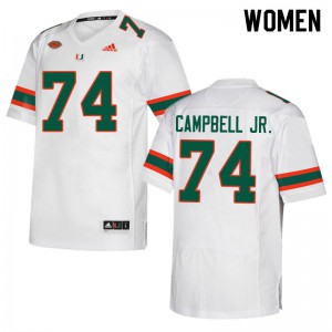 Women Hurricanes #74 John Campbell Jr. White Stitched Jersey 782151-641