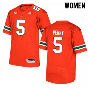 Women's Miami Hurricanes #5 N'Kosi Perry Orange Official Jersey 122199-955