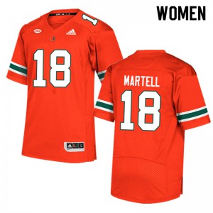 Women's University of Miami #18 Tate Martell Orange Stitched Jerseys 965662-978