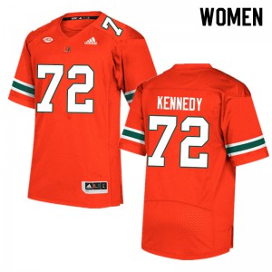 Womens Miami Hurricanes #72 Tommy Kennedy Orange Alumni Jersey 133127-558
