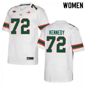Women Miami Hurricanes #72 Tommy Kennedy White High School Jersey 257428-943