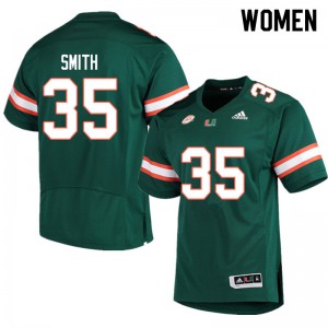 Women Miami Hurricanes #35 Zac Smith Green Stitched Jerseys 543399-372
