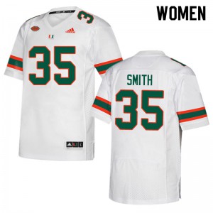 Womens University of Miami #35 Zac Smith White Embroidery Jerseys 804741-856