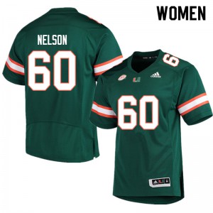 Womens University of Miami #60 Zion Nelson Green Football Jersey 775309-643