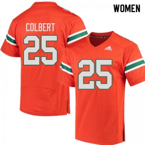 Women's University of Miami #25 Adrian Colbert Orange Football Jerseys 453801-576