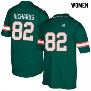 Women's Miami Hurricanes #82 Ahmmon Richards Green Stitch Jerseys 157683-144