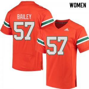 Women Miami Hurricanes #57 Allen Bailey Orange Stitched Jerseys 474519-379