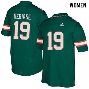 Women Hurricanes #19 Augie DeBiase Green Embroidery Jerseys 830826-500