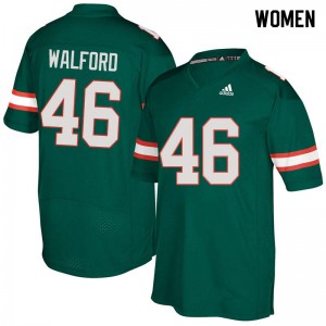 Womens Miami Hurricanes #46 Clive Walford Green University Jersey 267234-820