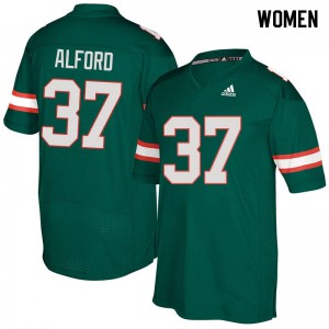 Women's Miami #37 Colvin Alford Green Embroidery Jerseys 865234-272