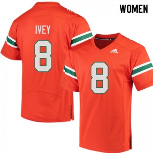 Womens Hurricanes #8 DJ Ivey Orange University Jerseys 368582-361