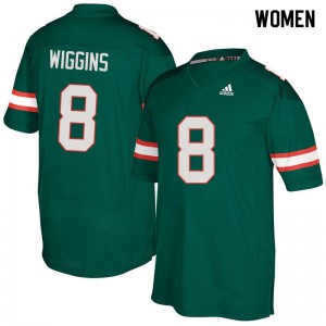 Womens Miami #8 Daquris Wiggins Green Embroidery Jerseys 582768-536