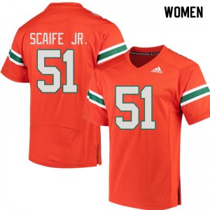 Women's University of Miami #51 Delone Scaife Jr. Orange College Jerseys 590947-588