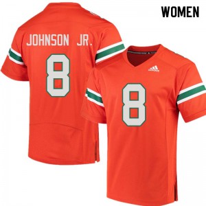 Women Miami Hurricanes #8 Duke Johnson Jr. Orange Player Jerseys 300219-572