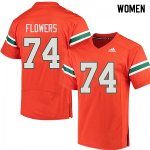 Women Miami Hurricanes #74 Ereck Flowers Orange Player Jersey 637852-404