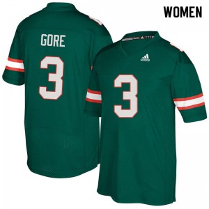 Women's Miami #3 Frank Gore Green Stitch Jerseys 667156-228