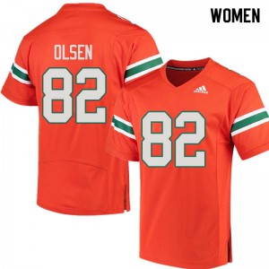 Women University of Miami #82 Greg Olsen Orange Alumni Jerseys 765112-596
