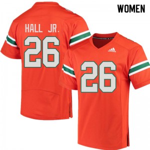 Women's Miami #26 Gurvan Hall Jr. Orange Stitch Jersey 644727-403