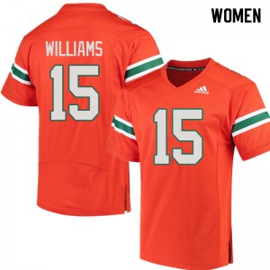 Women Miami #15 Jarren Williams Orange NCAA Jerseys 375177-699