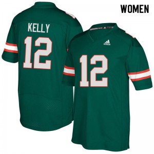 Women Miami #12 Jim Kelly Green Stitch Jersey 526221-699