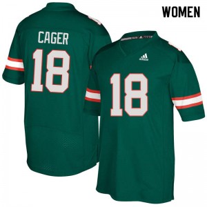 Women's Miami Hurricanes #18 Lawrence Cager Green Stitch Jersey 502108-130