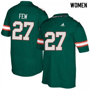 Womens Miami #27 Marshall Few Green Alumni Jersey 720151-747