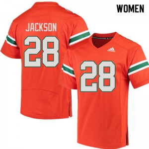 Women Miami #28 Michael Jackson Orange NCAA Jerseys 771881-632