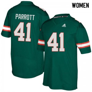 Womens Miami Hurricanes #41 Michael Parrott Green Alumni Jersey 653050-363