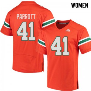 Women's Hurricanes #41 Michael Parrott Orange NCAA Jersey 461629-140