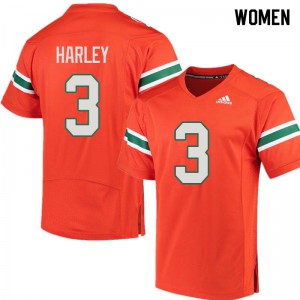 Womens Hurricanes #3 Mike Harley Orange Alumni Jersey 313606-739