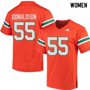 Women Miami #55 Navaughn Donaldson Orange Embroidery Jerseys 682968-585